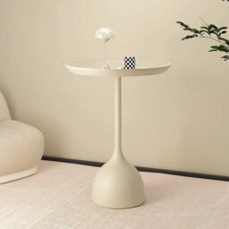 Cream White Small End Table For Living Room Durable Powder Coated Iron Design - thumbnail 3