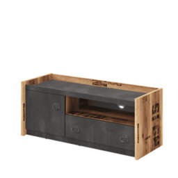 Arte Practical Fargo Tv Cabinet With Drawer And Open Compartment In Raw Steel & Canyon Alpine Spruce (W1100mm X H460mm X D420mm) - thumbnail 1