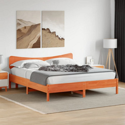 Berkfield Bed Frame Without Mattress Wax Brown 180X200 Cm Super King Solid Wood Pine - image 1