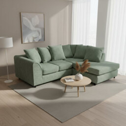 Abakus Direct Jumbo Chenille Corner Sofa In Rifle Green Right Facing With Plush Chaise Extension - thumbnail 4