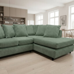 Abakus Direct Jumbo Chenille Corner Sofa In Rifle Green Right Facing With Plush Chaise Extension - thumbnail 3