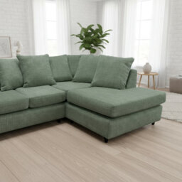 Abakus Direct Jumbo Chenille Corner Sofa In Rifle Green Right Facing With Plush Chaise Extension - thumbnail 6