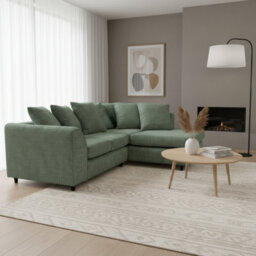 Abakus Direct Jumbo Chenille Corner Sofa In Rifle Green Right Facing With Plush Chaise Extension - thumbnail 2