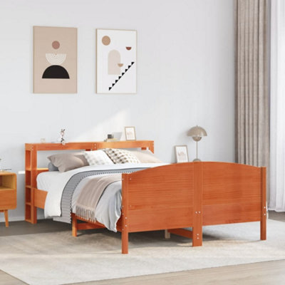 Berkfield Bed Frame Without Mattress Wax Brown 140X200 Cm Solid Wood Pine - image 1