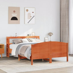 Berkfield Bed Frame Without Mattress Wax Brown 140X200 Cm Solid Wood Pine - thumbnail 1