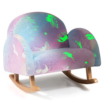 Gainoom Upholstered Kids Rocking Chair Comfy Armchair Sofa W/ Luminous Effect - image 1