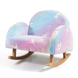 Gainoom Upholstered Kids Rocking Chair Comfy Armchair Sofa W/ Luminous Effect - thumbnail 9