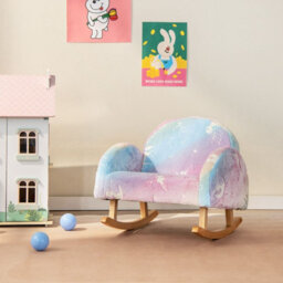Gainoom Upholstered Kids Rocking Chair Comfy Armchair Sofa W/ Luminous Effect - thumbnail 3