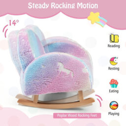 Gainoom Upholstered Kids Rocking Chair Comfy Armchair Sofa W/ Luminous Effect - thumbnail 5