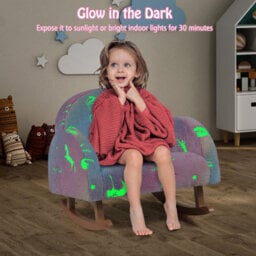 Gainoom Upholstered Kids Rocking Chair Comfy Armchair Sofa W/ Luminous Effect - thumbnail 7