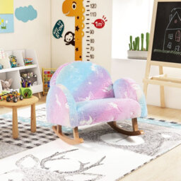 Gainoom Upholstered Kids Rocking Chair Comfy Armchair Sofa W/ Luminous Effect - thumbnail 4