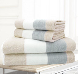 Velosso 4Pc Striped Cotton Hand And Bath Towel Set Durable Everyday Towel Set Camel
