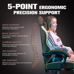 Luckracer Fabric Gaming Chair With Footrest, Ergonomic Computer Desk Chair With Pocket Spring Cushion Home Office Chair, Brown - thumbnail 6