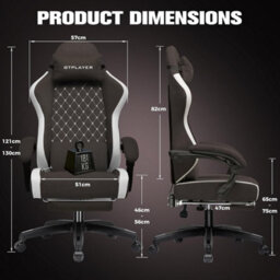 Luckracer Fabric Gaming Chair With Footrest, Ergonomic Computer Desk Chair With Pocket Spring Cushion Home Office Chair, Brown - thumbnail 3