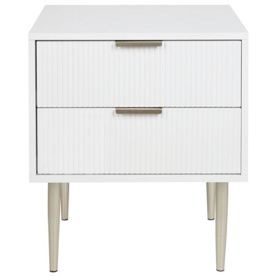 Beliani Bedside Table White Mdf, Two-Drawer Nightstand With Metal Legs, Compact 48 X 40 X 55Cm - image 1