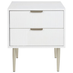 Beliani Bedside Table White Mdf, Two-Drawer Nightstand With Metal Legs, Compact 48 X 40 X 55Cm - thumbnail 1