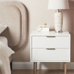 Beliani Bedside Table White Mdf, Two-Drawer Nightstand With Metal Legs, Compact 48 X 40 X 55Cm - thumbnail 2
