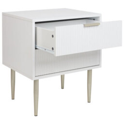 Beliani Bedside Table White Mdf, Two-Drawer Nightstand With Metal Legs, Compact 48 X 40 X 55Cm - thumbnail 5