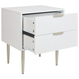 Beliani Bedside Table White Mdf, Two-Drawer Nightstand With Metal Legs, Compact 48 X 40 X 55Cm - thumbnail 6