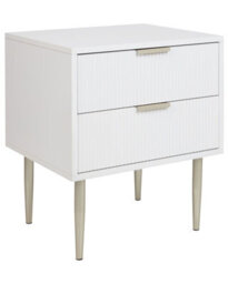 Beliani Bedside Table White Mdf, Two-Drawer Nightstand With Metal Legs, Compact 48 X 40 X 55Cm - thumbnail 3