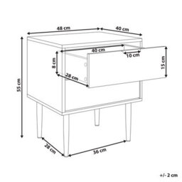 Beliani Bedside Table White Mdf, Two-Drawer Nightstand With Metal Legs, Compact 48 X 40 X 55Cm - thumbnail 4