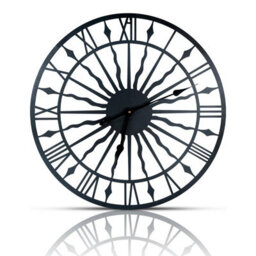 "Black Open Face 24"" Sun Design Indoor Or Outdoor Clock - Battery Powered Weather Resistant Metal Wall Fence Clock - 60Cm Diameter" - thumbnail 4