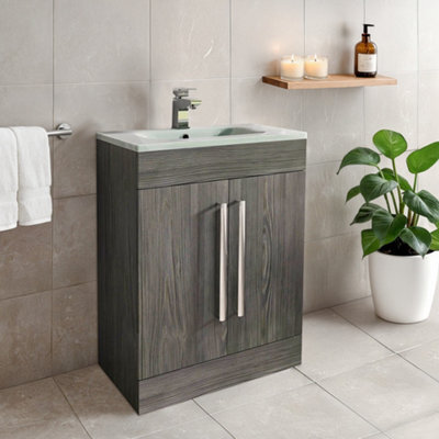 Plum&clay Novela Dark Wood Floor Standing Vanity Unit With Crystal Basin (W)515mm - image 1