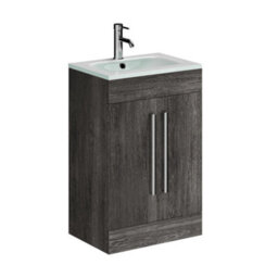 Plum&clay Novela Dark Wood Floor Standing Vanity Unit With Crystal Basin (W)515mm - thumbnail 2