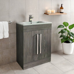 Plum&clay Novela Dark Wood Floor Standing Vanity Unit With Crystal Basin (W)515mm - thumbnail 1