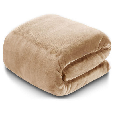 Ameha Fleece Plain Blanket, Lightweight & Reversible Throw For Travel, Bed & Sofa Blanket, Camel Single 130X150Cm - image 1