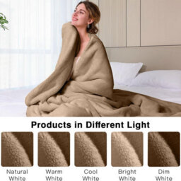 Ameha Fleece Plain Blanket, Lightweight & Reversible Throw For Travel, Bed & Sofa Blanket, Camel Single 130X150Cm - thumbnail 8