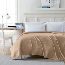 Ameha Fleece Plain Blanket, Lightweight & Reversible Throw For Travel, Bed & Sofa Blanket, Camel Single 130X150Cm - thumbnail 9