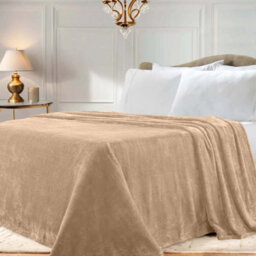 Ameha Fleece Plain Blanket, Lightweight & Reversible Throw For Travel, Bed & Sofa Blanket, Camel Single 130X150Cm - thumbnail 3