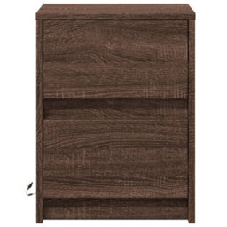 Berkfield Bedside Cabinet With Led Lights Brown Oak Engineered Wood - thumbnail 6