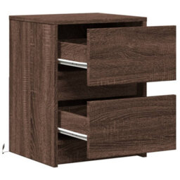 Berkfield Bedside Cabinet With Led Lights Brown Oak Engineered Wood - thumbnail 9