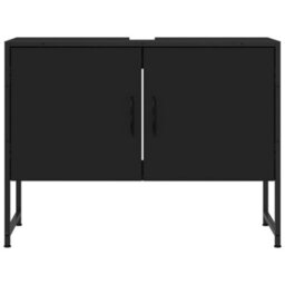 Berkfield Bathroom Sink Cabinet Black 80X33X60 Cm Engineered Wood - thumbnail 5