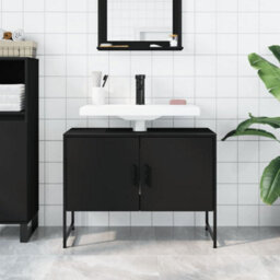 Berkfield Bathroom Sink Cabinet Black 80X33X60 Cm Engineered Wood - thumbnail 3
