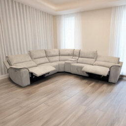 Furnishings For Less UK Zurich Beige L Shaped Electric 5 Seater Reclining Corner Sofa Smart Tech Usb - thumbnail 3