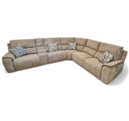Furnishings For Less UK Zurich Beige L Shaped Electric 5 Seater Reclining Corner Sofa Smart Tech Usb - thumbnail 1