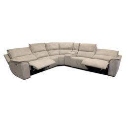 Furnishings For Less UK Zurich Beige L Shaped Electric 5 Seater Reclining Corner Sofa Smart Tech Usb - thumbnail 4