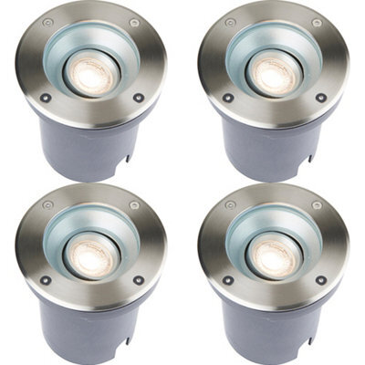 4 Pack Recessed Outdoor Ip67 Round Ground Light - 50W Gu10 - Stainless Steel - image 1