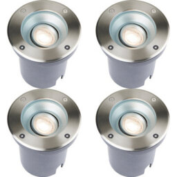 4 Pack Recessed Outdoor Ip67 Round Ground Light - 50W Gu10 - Stainless Steel