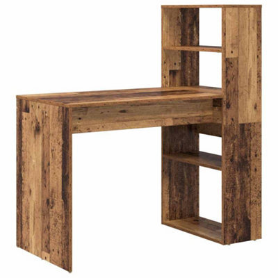 Berkfield Modern Desk With Storage Old Wood 113X54X120 Cm Engineered Wood