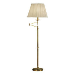 Luminosa Lighting Luminosa Stanford 1 Light Swing Arm Floor Lamp Antique Brass With Beige Shade, E27 - thumbnail 1
