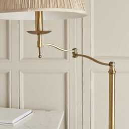 Luminosa Lighting Luminosa Stanford 1 Light Swing Arm Floor Lamp Antique Brass With Beige Shade, E27 - thumbnail 4