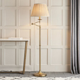 Luminosa Lighting Luminosa Stanford 1 Light Swing Arm Floor Lamp Antique Brass With Beige Shade, E27 - thumbnail 2