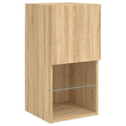 Berkfield Durable 4 Piece Tv Wall Cabinets With Led Lights Sonoma Oak - thumbnail 9