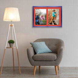 AK Frames 20X14 Purple Sleek Multi Photo Frame With Poppy Red Mount - Holds 2 Apertures (2X) A4 Photos - thumbnail 3