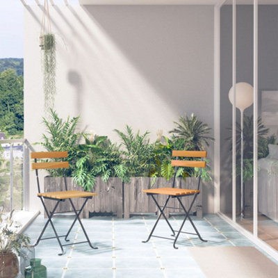 Folding Garden Chairs 2 Pcs Steel And Solid Acacia Wood - image 1