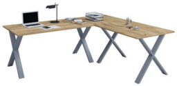 Vcm Desk Lona Silver / Honey Oak H. 76 X W. 190 X D. 190 Cm